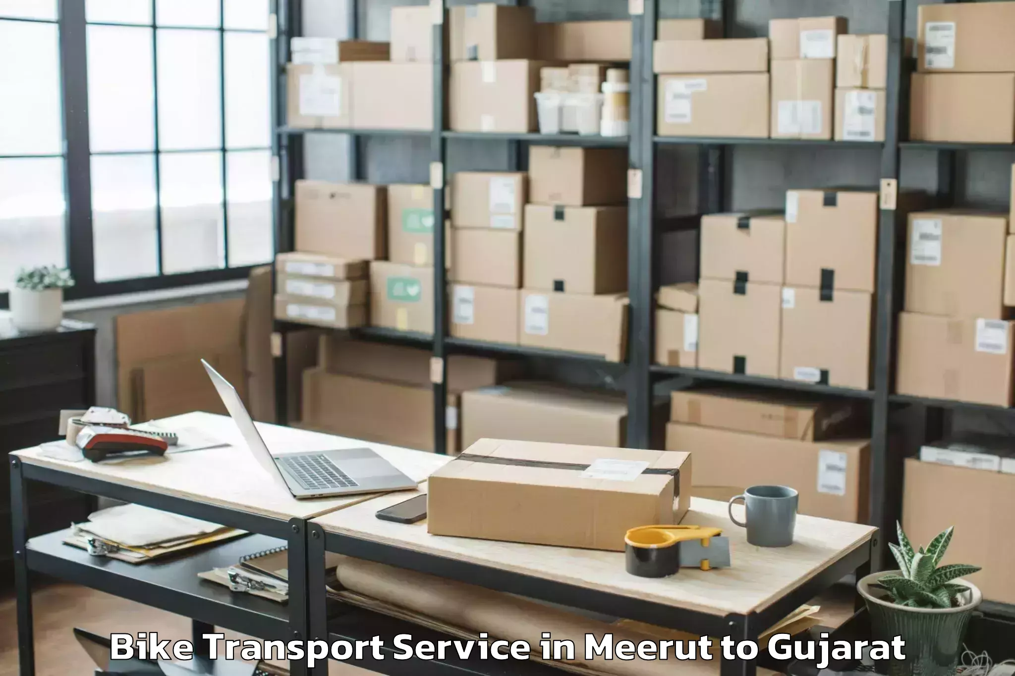 Comprehensive Meerut to Hazira Port Bike Transport